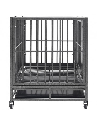 Gabbia per Cani con Ruote in Acciaio 92x62x76 cm
