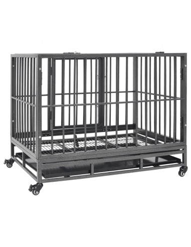Gabbia per Cani con Ruote in Acciaio 92x62x76 cm