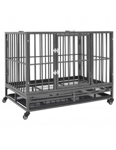 Gabbia per Cani con Ruote in Acciaio 102x72x85 cm 2