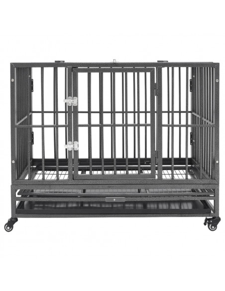 Gabbia per Cani con Ruote in Acciaio 102x72x85 cm