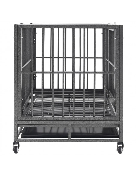 Gabbia per Cani con Ruote in Acciaio 102x72x85 cm
