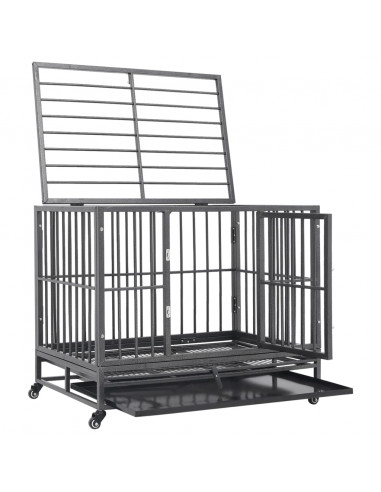 Gabbia per Cani con Ruote in Acciaio 102x72x85 cm