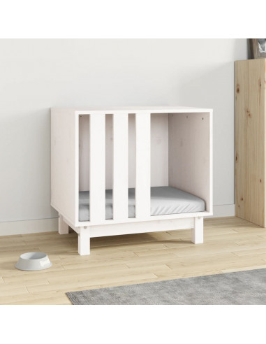 Casetta per Cani bianco 60x45x57 cm in Legno Massello di Pino