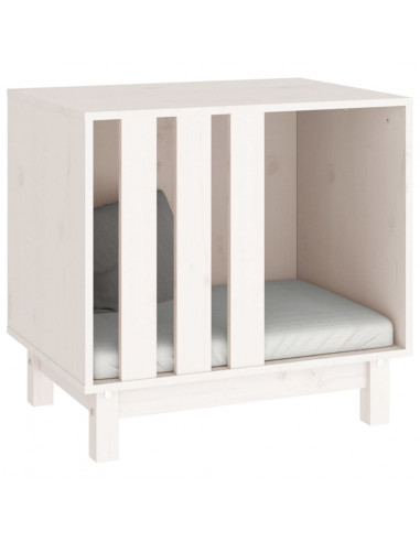 Casetta per Cani bianco 60x45x57 cm in Legno Massello di Pino