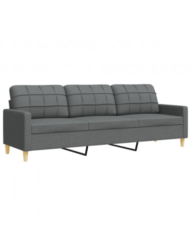 Set di Divani 2 pz con Cuscini Grigio Scuro in Tessuto