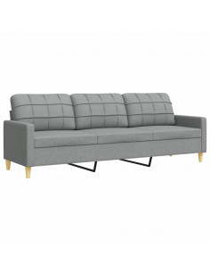 Set di Divani 3 pz con Poggiapiedi Grigio Chiaro in Tessuto