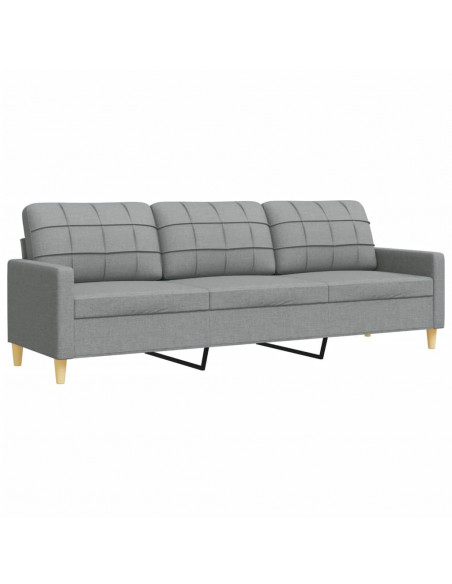Set di Divani 3 pz con Poggiapiedi Grigio Chiaro in Tessuto