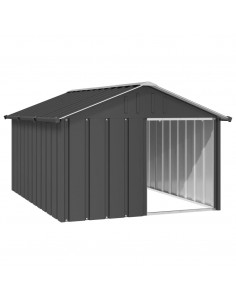 Casetta per Cani Antracite 116,5x153x81,5 cm Acciaio Zincato 2