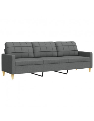 Set di Divani 3 pz con Poggiapiedi Grigio Scuro in Tessuto
