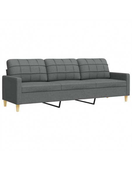 Set di Divani 3 pz con Poggiapiedi Grigio Scuro in Tessuto