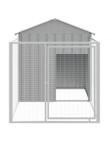 Casetta Cani Corsa Grigio Chiaro 117x201x123 cm Acciaio Zincato