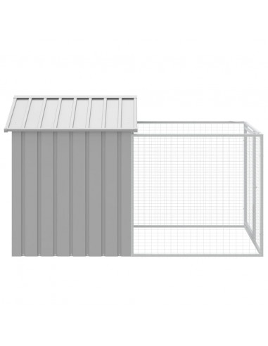 Casetta Cani Corsa Grigio Chiaro 117x201x123 cm Acciaio Zincato