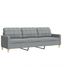 Set Divani 2 pz con Cuscini Decorativi Grigio Chiaro in Tessuto