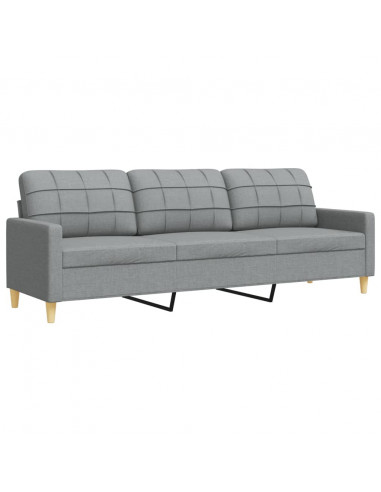 Set Divani 2 pz con Cuscini Decorativi Grigio Chiaro in Tessuto