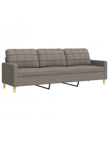 Set Divani 2 pz con Cuscini Decorativi Tortora in Tessuto
