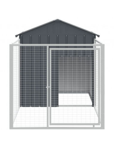 Casetta Cani con Corsa Antracite 117x201x123 cm Acciaio Zincato