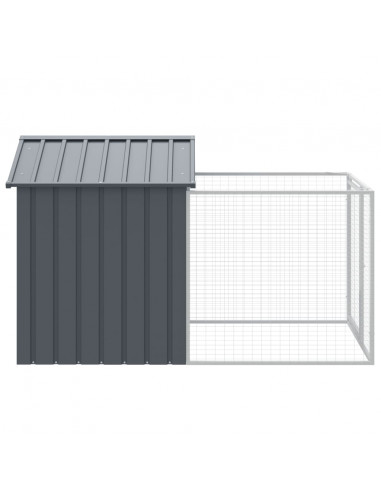 Casetta Cani con Corsa Antracite 117x201x123 cm Acciaio Zincato