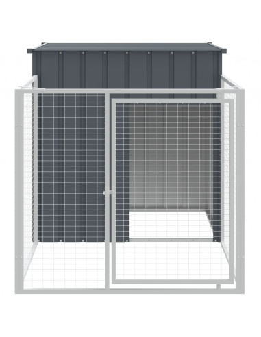 Casetta Cani con Corsa Antracite 110x201x110 cm Acciaio Zincato
