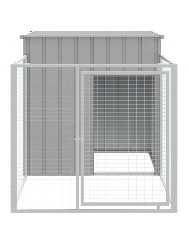 Casetta Cani Corsa Grigio Chiaro 110x201x110 cm Acciaio Zincato