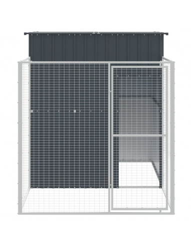 Casetta Cani con Corsa Antracite 165x251x181 cm Acciaio Zincato