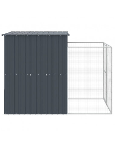 Casetta Cani con Corsa Antracite 165x251x181 cm Acciaio Zincato