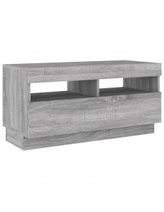 Set Mobili TV 2 pz con Luci LED Grigio Sonoma Legno Multistrato