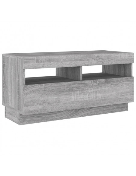 Set Mobili TV 2 pz con Luci LED Grigio Sonoma Legno Multistrato