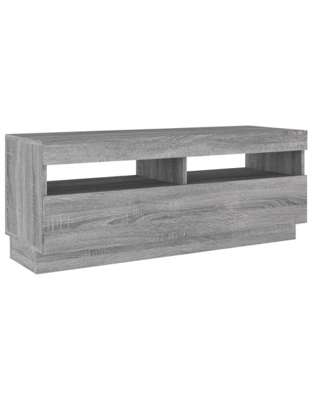 Set Mobili TV 2 pz con Luci LED Grigio Sonoma Legno Multistrato