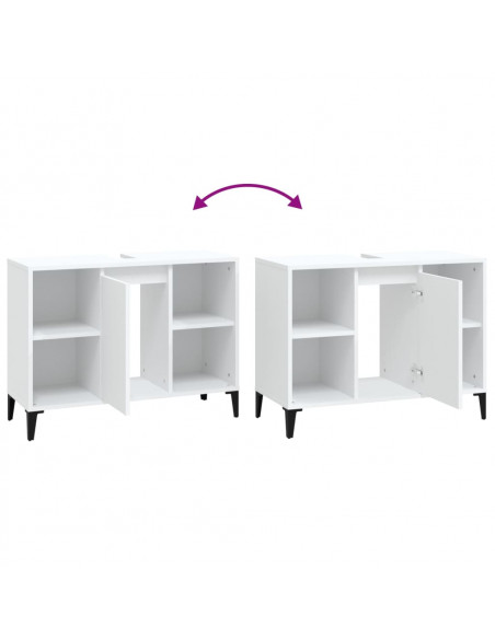 Mobile Lavabo Bianco 80x33x60 cm in Legno Multistrato
