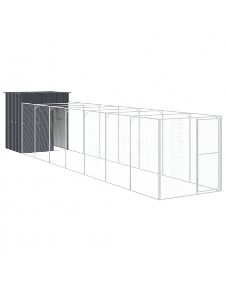 Casetta Cani con Corsa Antracite 165x863x181 cm Acciaio Zincato