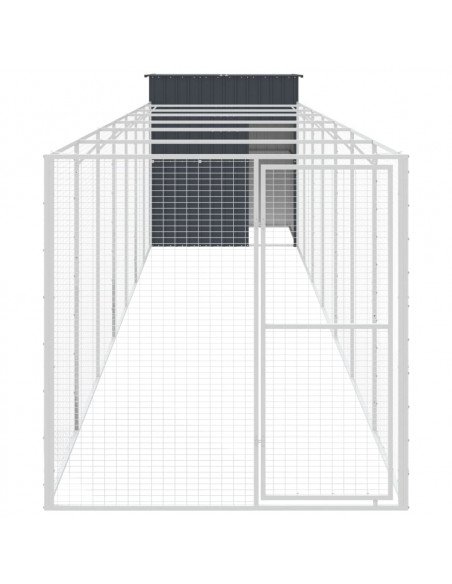 Casetta Cani con Corsa Antracite 165x863x181 cm Acciaio Zincato