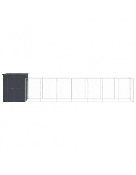 Casetta Cani con Corsa Antracite 165x863x181 cm Acciaio Zincato