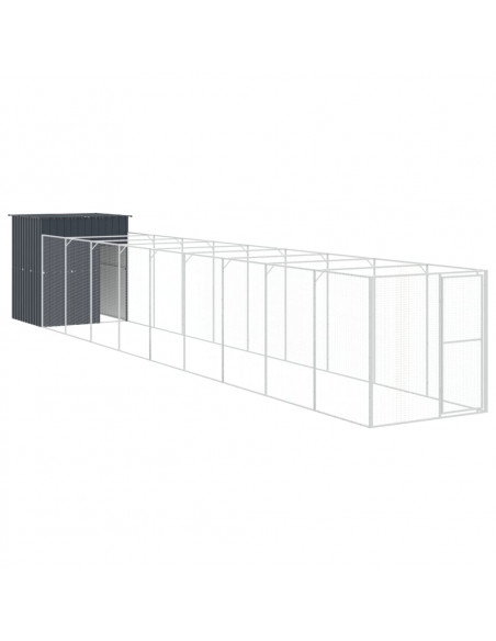 Casetta Cani con Corsa Antracite 165x1067x181cm Acciaio Zincato
