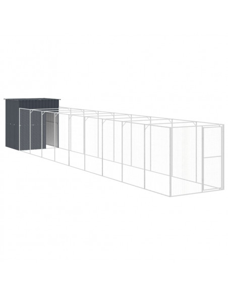 Casetta Cani con Corsa Antracite 165x1067x181cm Acciaio Zincato