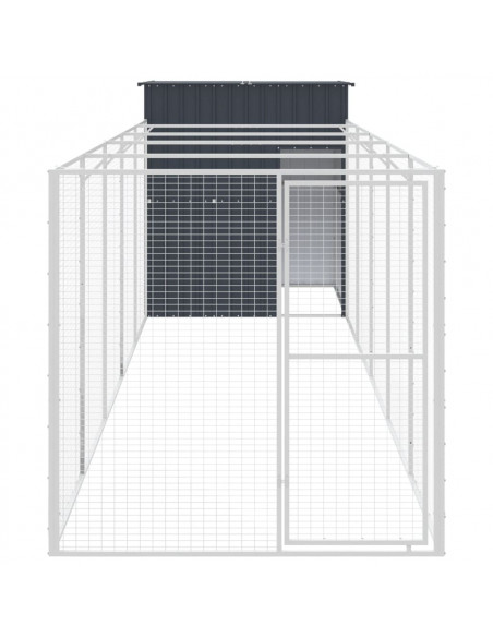 Casetta Cani con Corsa Antracite 165x659x181 cm Acciaio Zincato