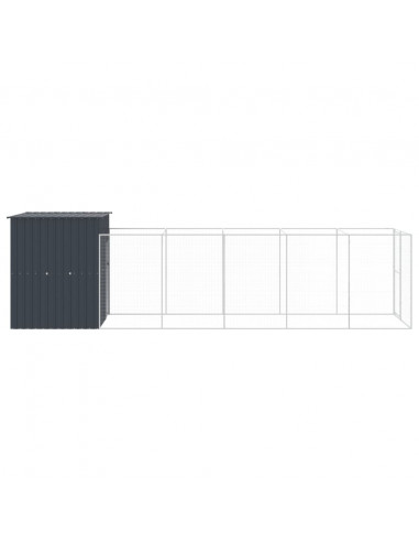 Casetta Cani con Corsa Antracite 165x659x181 cm Acciaio Zincato