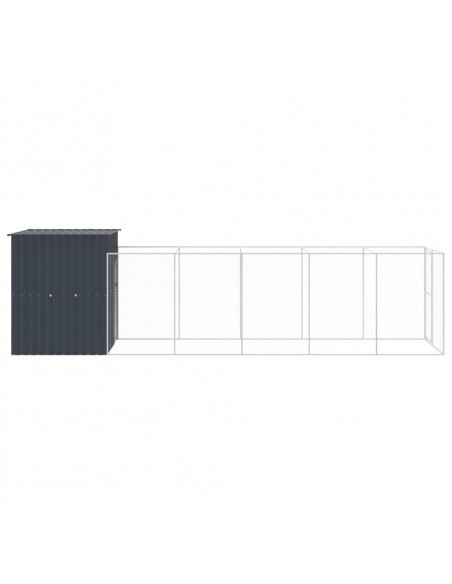 Casetta Cani con Corsa Antracite 165x659x181 cm Acciaio Zincato