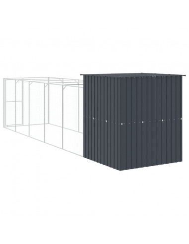 Casetta Cani con Corsa Antracite 165x659x181 cm Acciaio Zincato