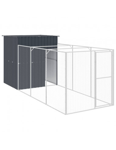 Casetta Cani con Corsa Antracite 165x455x181 cm Acciaio Zincato