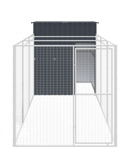 Casetta Cani con Corsa Antracite 165x455x181 cm Acciaio Zincato