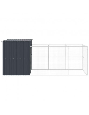 Casetta Cani con Corsa Antracite 165x455x181 cm Acciaio Zincato