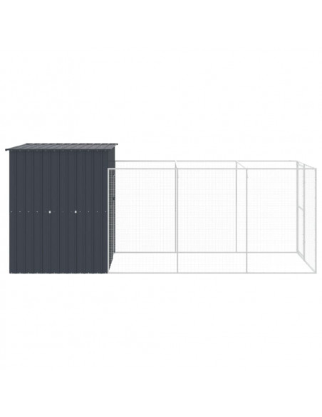 Casetta Cani con Corsa Antracite 165x455x181 cm Acciaio Zincato