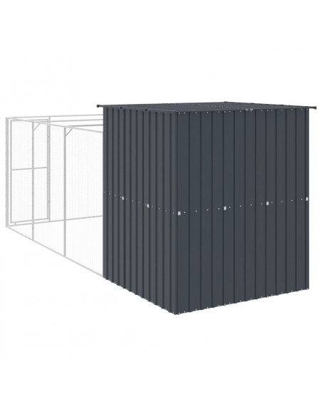 Casetta Cani con Corsa Antracite 165x455x181 cm Acciaio Zincato
