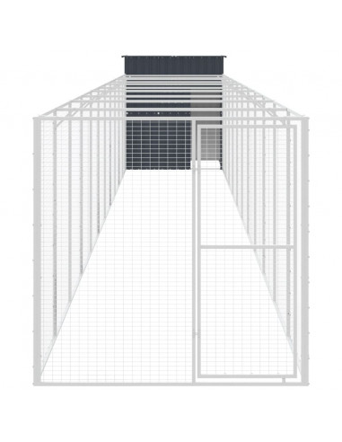 Casetta Cani con Corsa Antracite 165x1271x181cm Acciaio Zincato