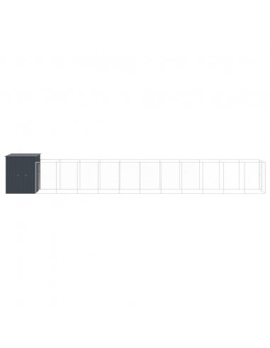 Casetta Cani con Corsa Antracite 165x1271x181cm Acciaio Zincato