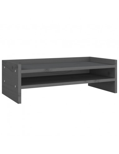 Supporto per Monitor Grigio 50x24x16 cm Legno Massello di Pino