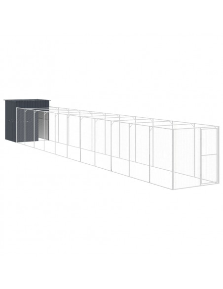 Casetta Cani con Corsa Antracite 165x1271x181cm Acciaio Zincato