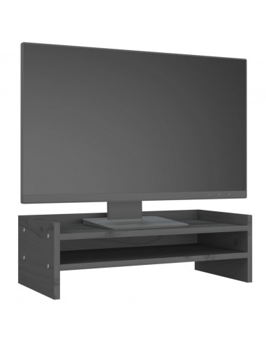 Supporto per Monitor Grigio 50x24x16 cm Legno Massello di Pino