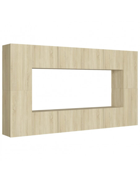 Set di Mobili Porta TV 8 pz Rovere Sonoma in Legno Multistrato