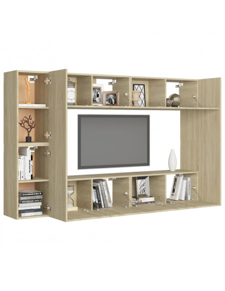 Set di Mobili Porta TV 8 pz Rovere Sonoma in Legno Multistrato